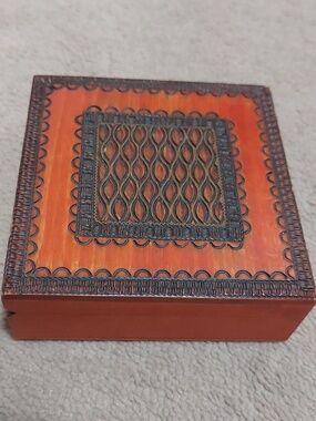 Vintage Woodrn Jewery Box. Hand Made in Poland